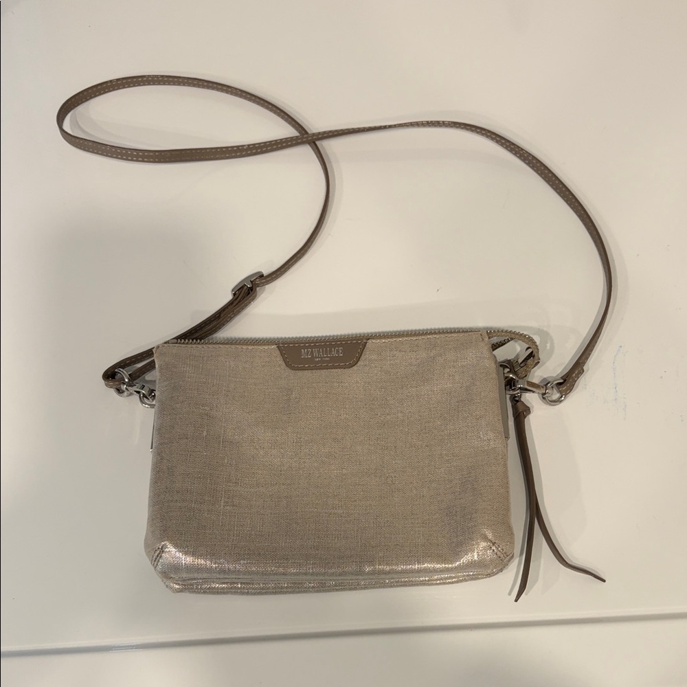 MZ Wallace Metallic Beige Crossbody Bag